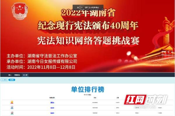 2022年湖南省纪念现行宪法颁布40周年宪法知识网络答题挑战赛网页端